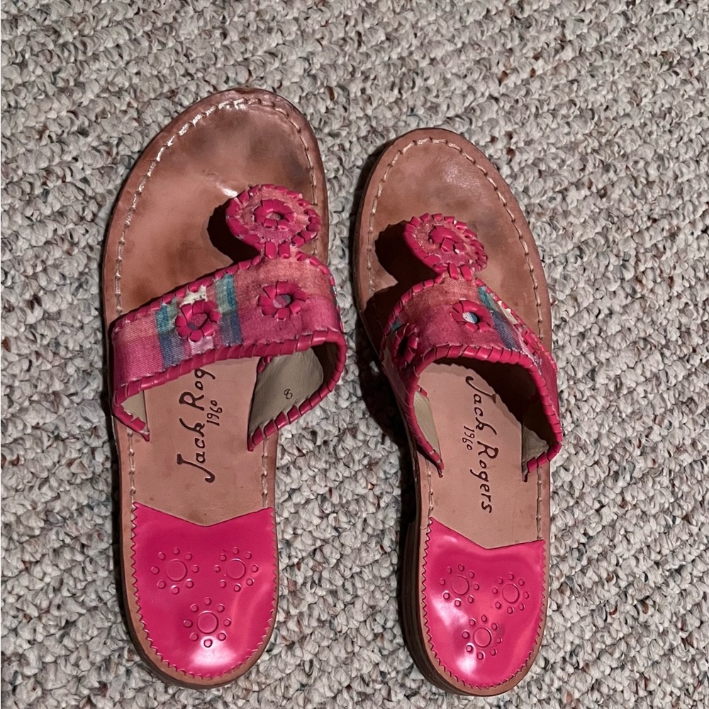 Jack Rogers Leather & Fabric Kyra Plaid Sandals